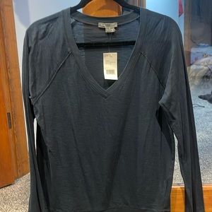 Vince V Neck Navy Lightweight Long Sleeve